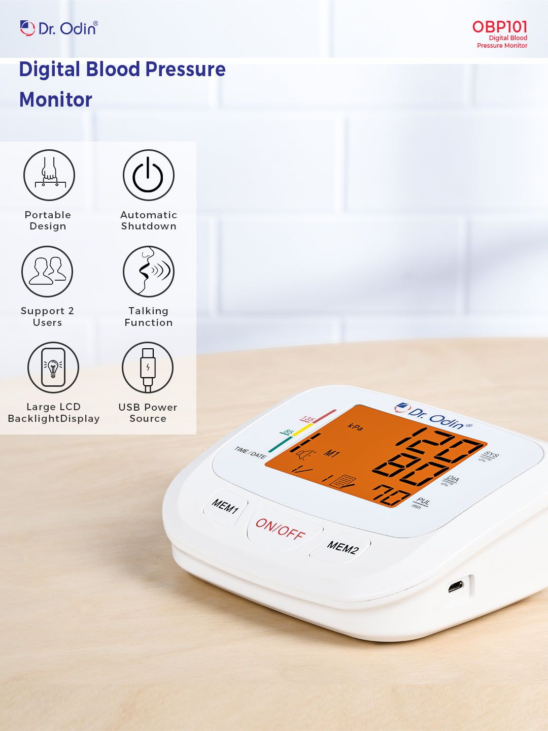 Blood Pressure Monitor OBP101 White