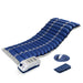 Blue inflatable mattress with control panel on a white background
