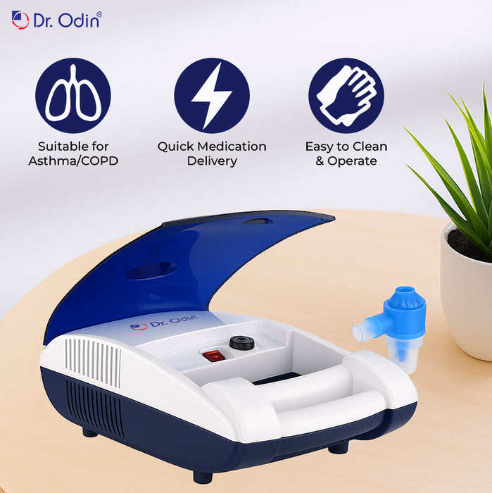 Dr. Odin inhaler device with features listed on a light background