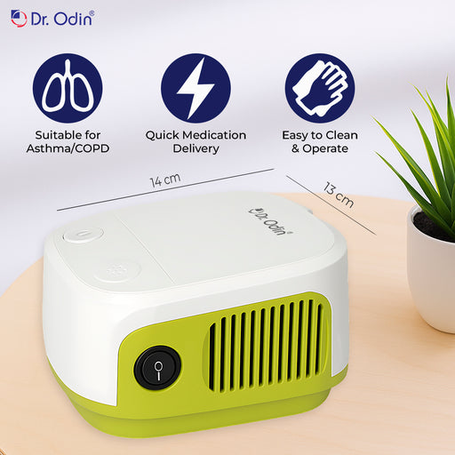 Dr. Odin inhaler device with features and dimensions on a light background