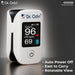Dr. Odin pulse oximeter with display showing oxygen saturation and heart rate on a dark background