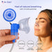 Dr. Odin inhaler with a woman using it, featuring text about natural breathing and particle size.