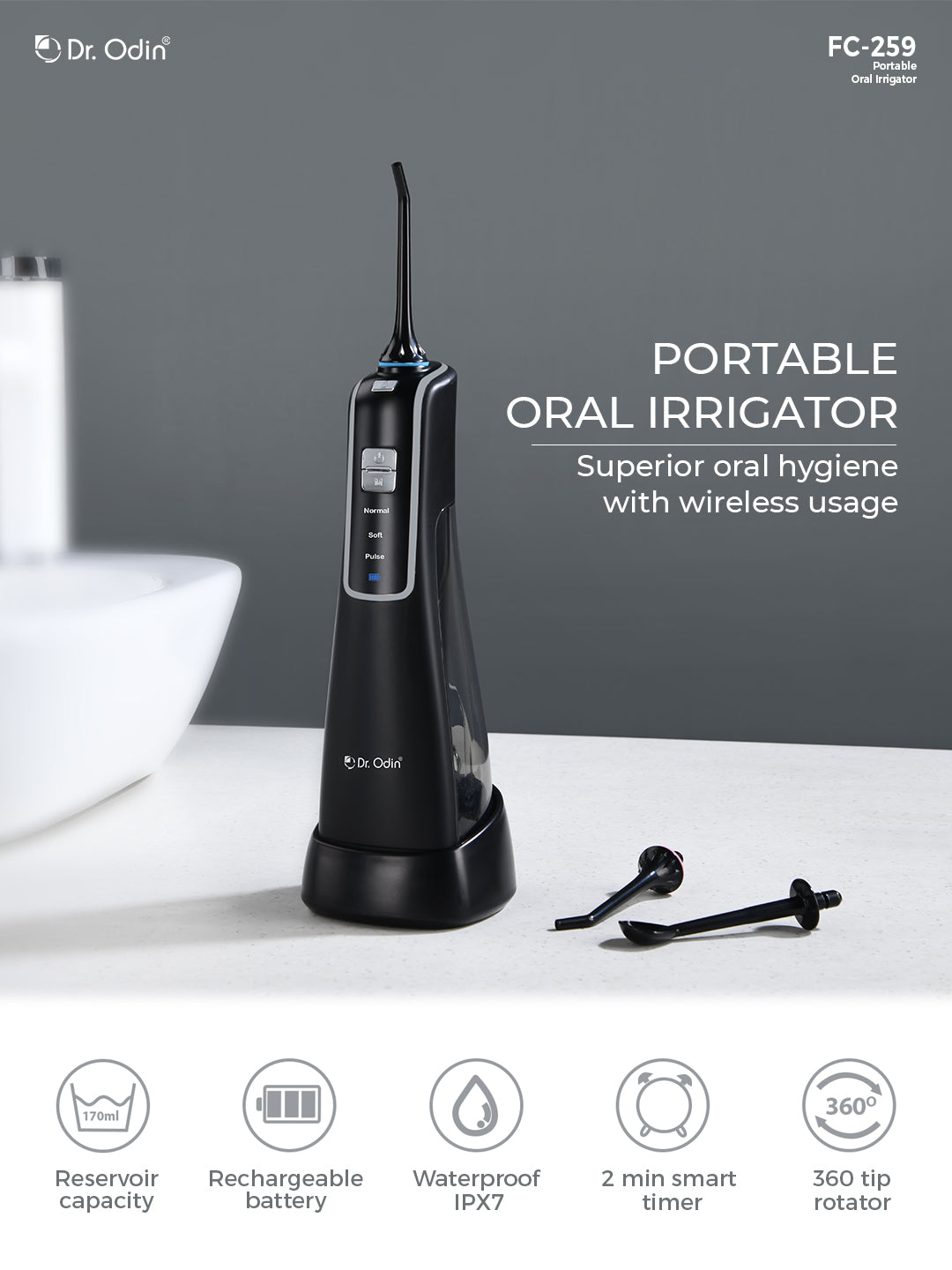 Portable Oral Irrigator Black FC259