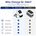 Comparison chart of Dr. Odin's pulse oximeter features versus others on a white background.