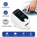 Finger pulse oximeter with Dr. Odin branding, showing measurements and features on a white background.