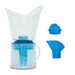 White and blue silicone funnel set on a white background