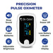Dr. Odin precision pulse oximeter with features listed on a white background
