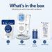 Dr. Odin fetal doppler ultrasound and ECG set with gel, batteries, and manual on a light blue background.