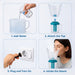 Step-by-step guide on how to use a steam inhaler with images of adding water, attaching the top, plugging it in, and inhaling steam.