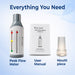 Dr. Odin Peak Flow Meter kit shown with its components on a light blue background: a gray and white peak flow meter bottle, a white user manual booklet, and a translucent mouthpiece.