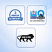 Three promotional badge graphics on a light blue background: a blue seal reading 3 MONTHS WARRANTY, a certification mark with BSCIC, NABCB, ISO 13485 REGISTERED, and a black lion silhouette with MAKE IN INDIA text.