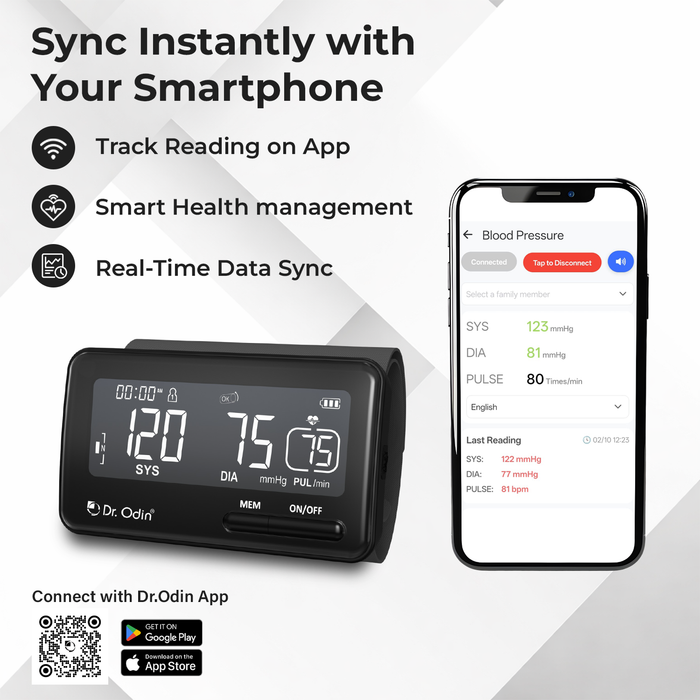 Dr. Odin Digital BP Monitor OBP201BT | Smart Data Sync, Fully Automatic