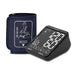 Blood pressure monitor with digital display and wrist cuff on a white background