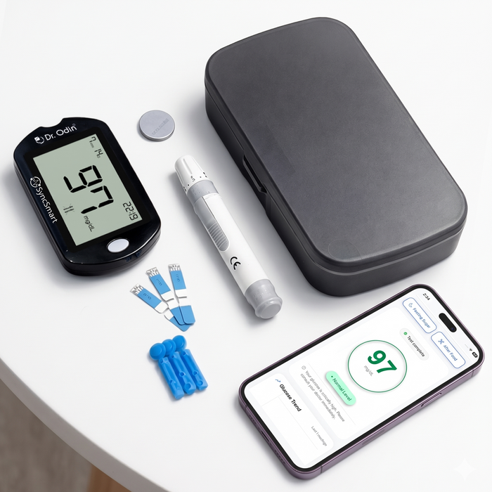 Blood Glucose Meter Kit with 10 Test Strips & Lancets | 5-Second Results | Automatic Coding | SyncSmart App