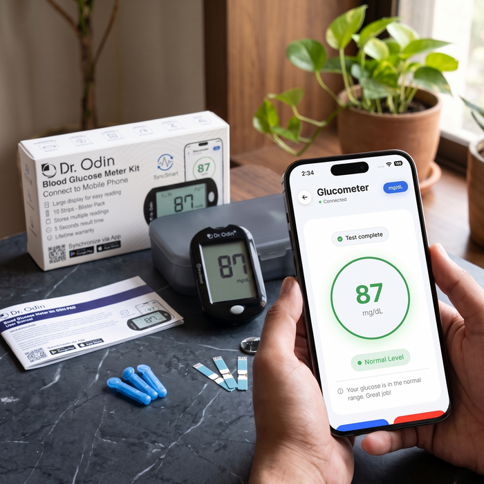 Blood Glucose Meter Kit with 10 Test Strips & Lancets | 5-Second Results | Automatic Coding | SyncSmart App