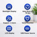 List of features with icons and text on a white background