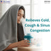 Woman using a steam inhaler with text highlighting its benefits