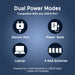 Diagram of dual power modes compatible with USB-B port on a blue background