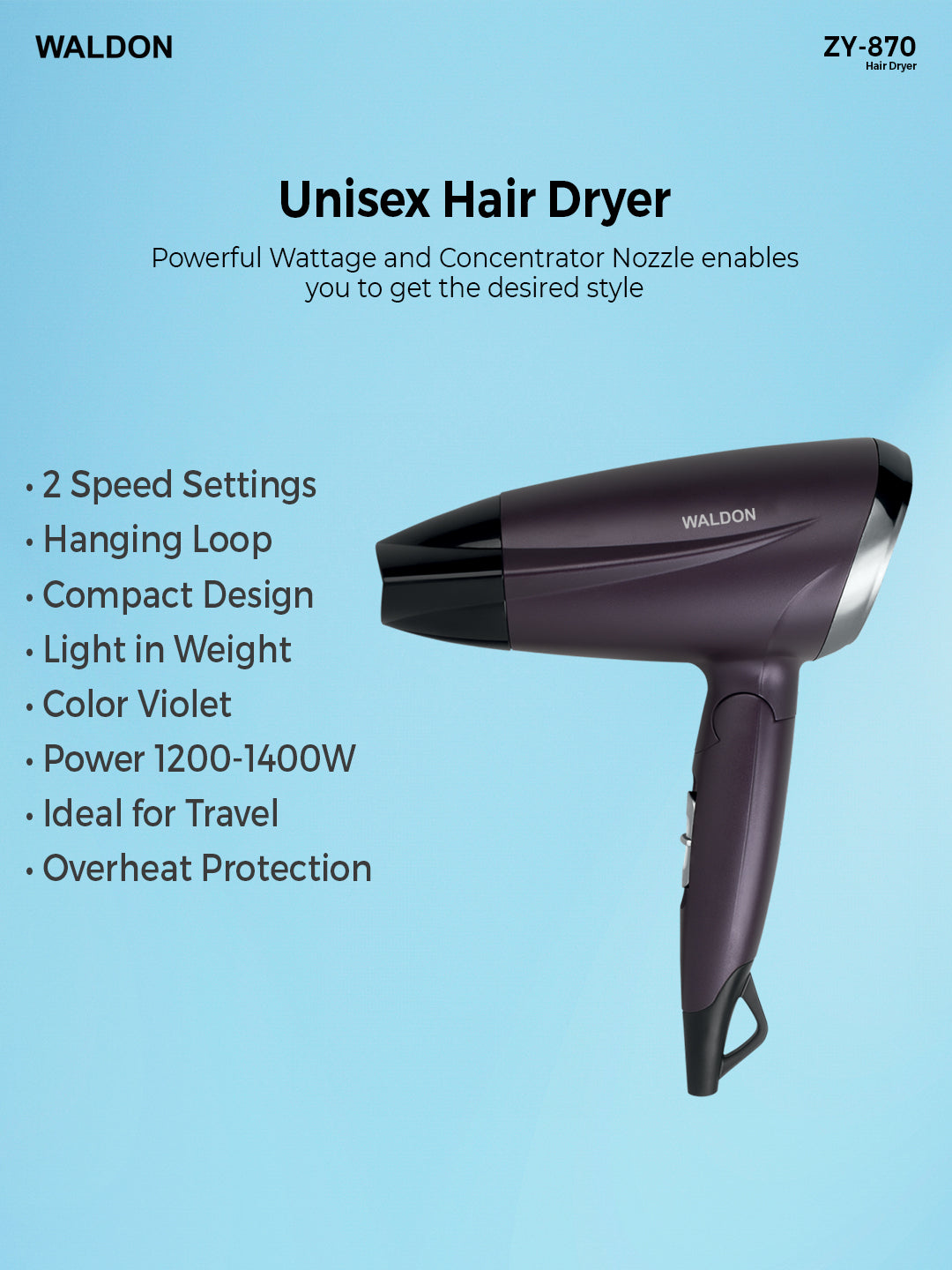 Waldon Hair Dryer ZY-870